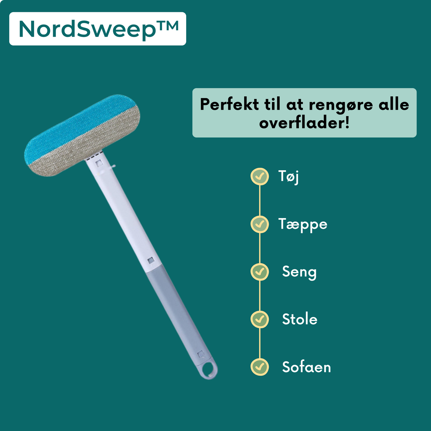 NordSweep™ – Fjern hår, støv og fnug på få sekunder!