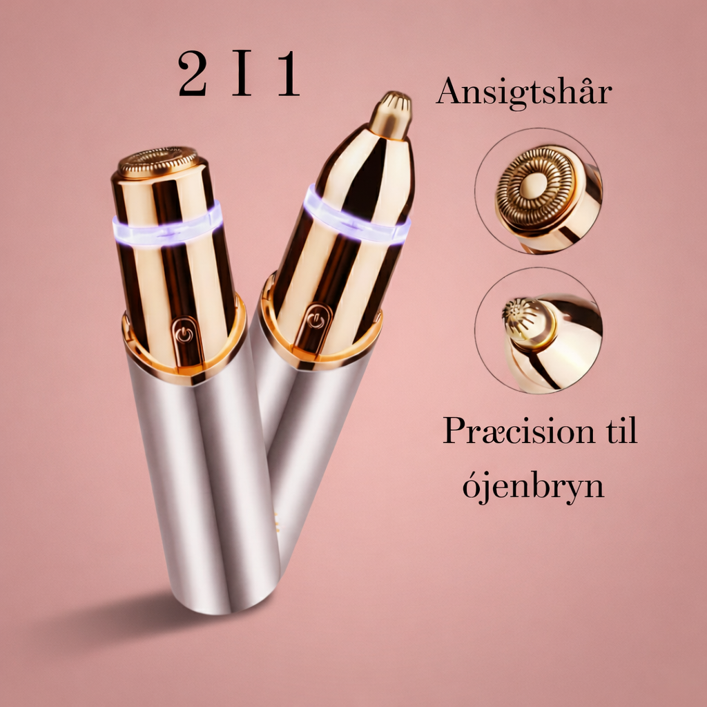 GlowTrim™ 2-i-1  Perfekt Formede Bryn & Silkeblød Hud — På Sekunder