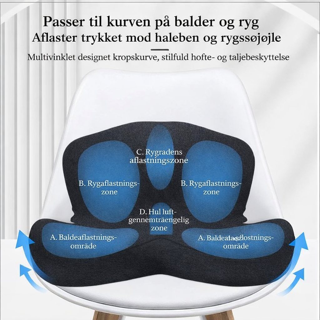 🎁 BEGRÆNSET TILBUD – 50% RABAT 🎁 ComfortSeat™ Skridsikker Memory Foam Sædepude