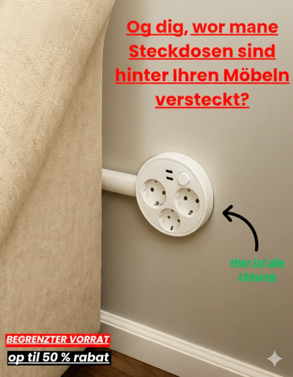 PlugPro™ – Udvidelig og roterbar stikdåseforlænger (EU-stik)